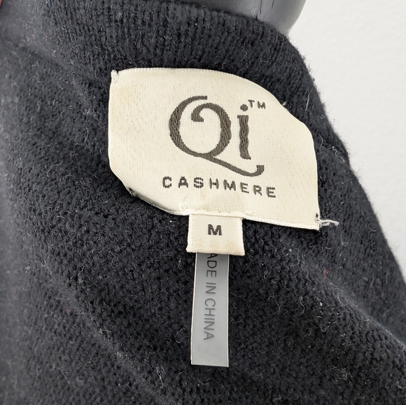 💘 Qi Cashmere Womens  Jersey Waterfall Wool & Cashmere-Blend Cardigan, Black - Picture 6 of 7